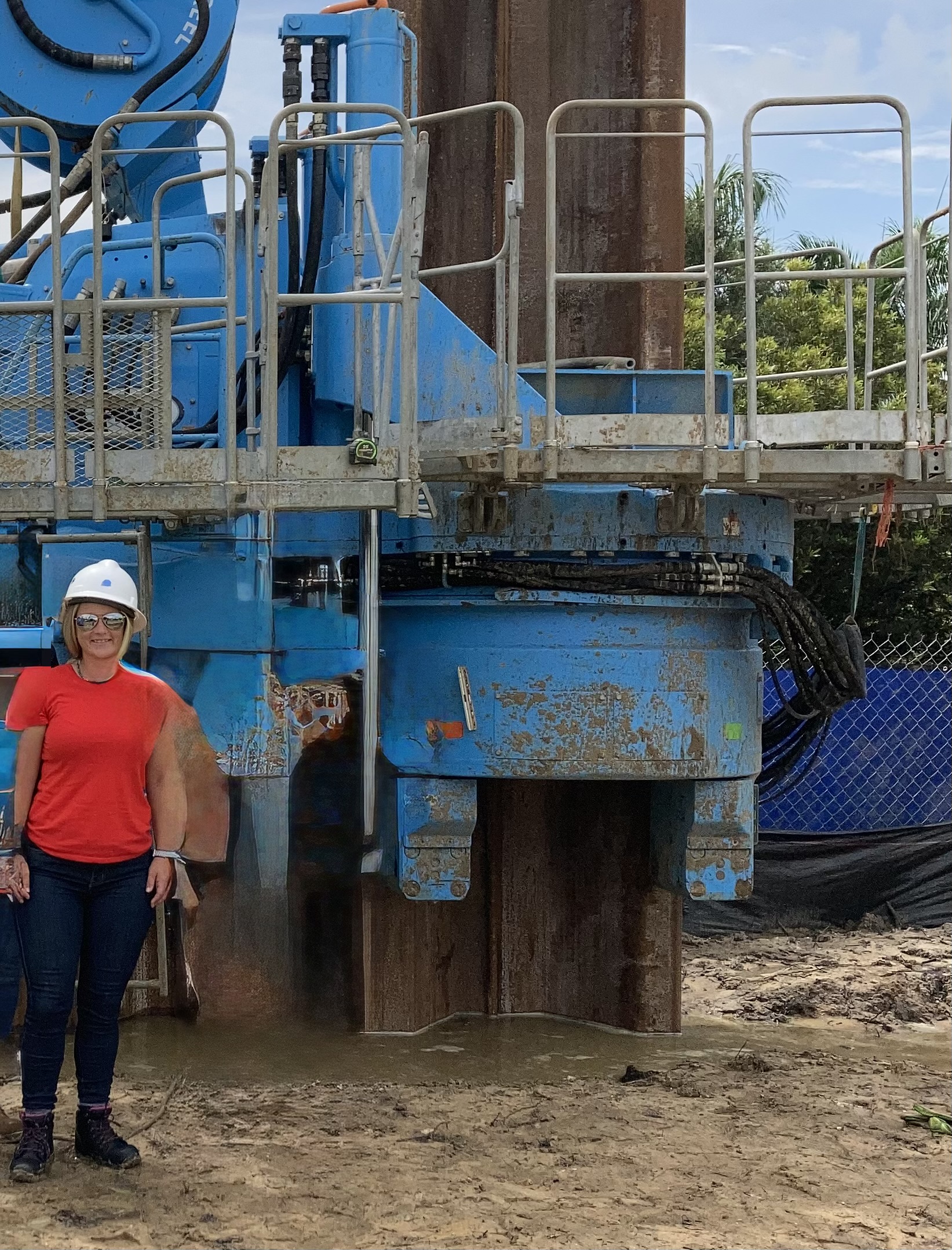 April Bennett on a sheet pile jobsite